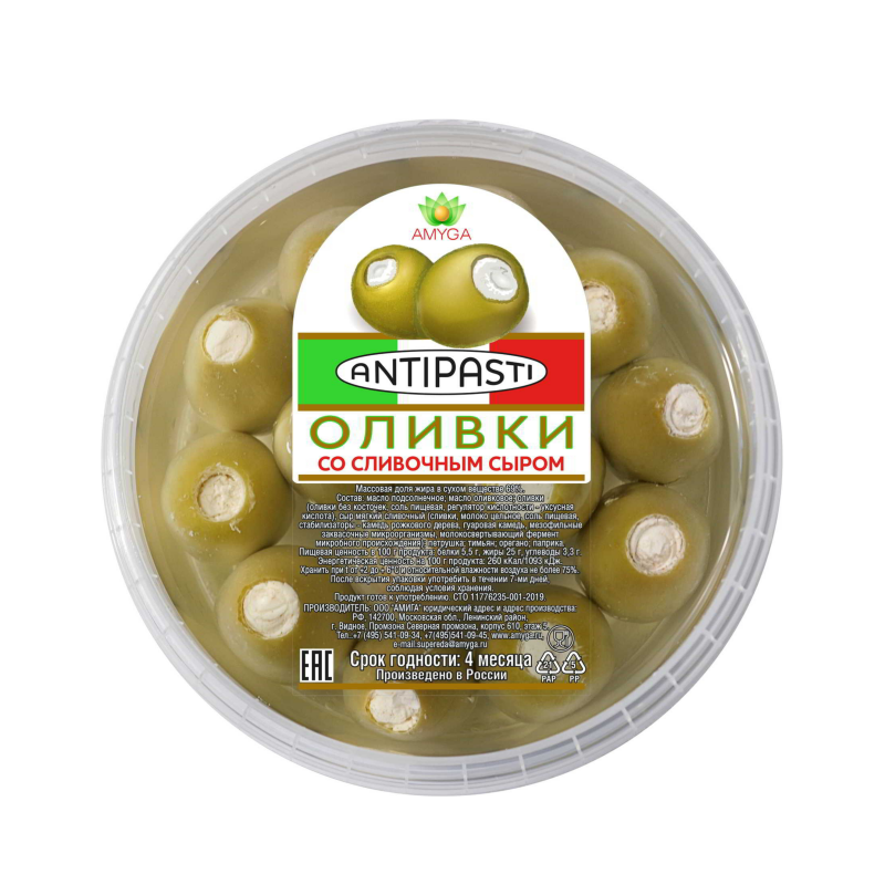 Оливки с сыром 250 г Амига